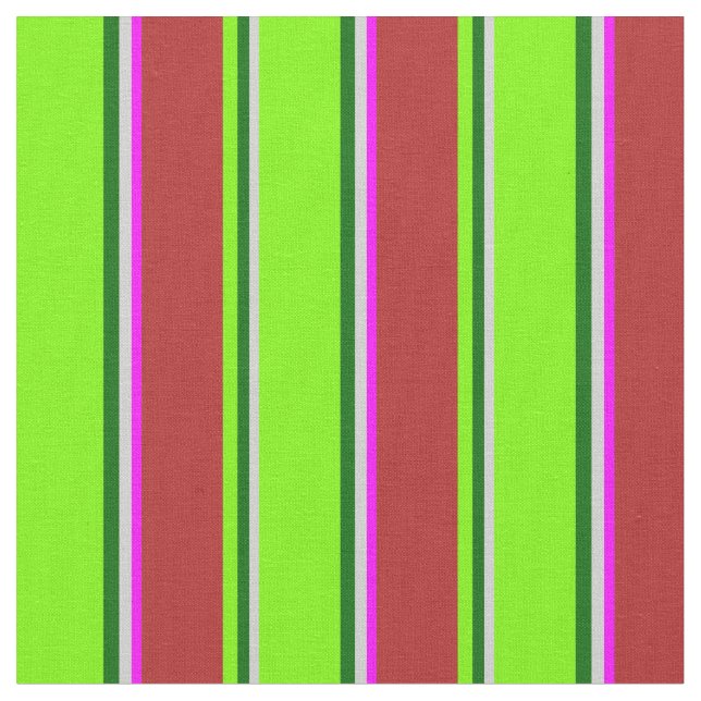 Light Grey, Dark Green, Green, Red, and Fuchsia Fabric (Close Up)