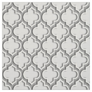 Light Grey, Dark Grey Moroccan Quatrefoil #5DS Fabric