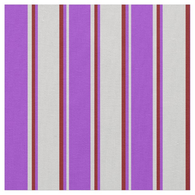 Light Grey, Dark Orchid, and Maroon Lines Fabric (Close Up)