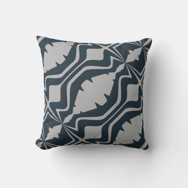 Light Grey Diagonal Large Sound Waves on Navy Cushion (Front)