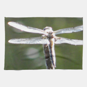 Light grey dragonfly tea towel