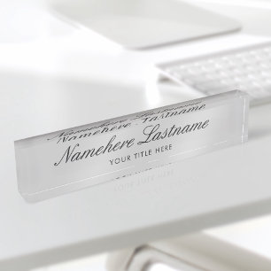 Light Grey Elegant Script Simple Minimalist Modern Nameplate