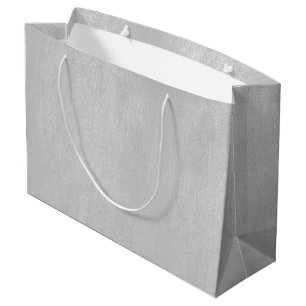 Light-grey faux leather texture large gift bag