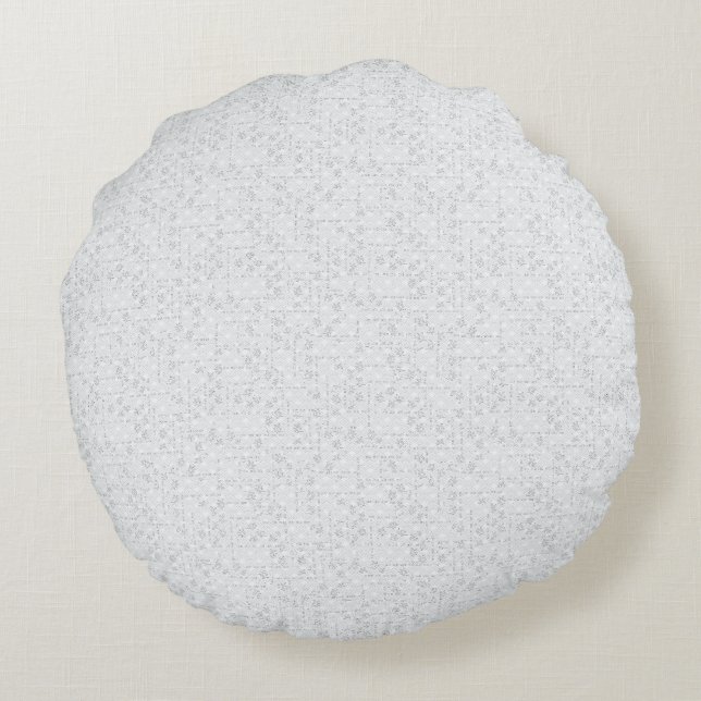 Light Grey Geometric Floral Pattern Round Cushion (Back)