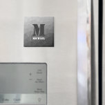 Light grey geometric mesh pattern Monogram Magnet<br><div class="desc">Monogram Personalise with your custom initial and name. Light grey gradient geometric mesh pattern triangles ombre. 
Triangle geometric mesh with Light grey ombre gradient.</div>