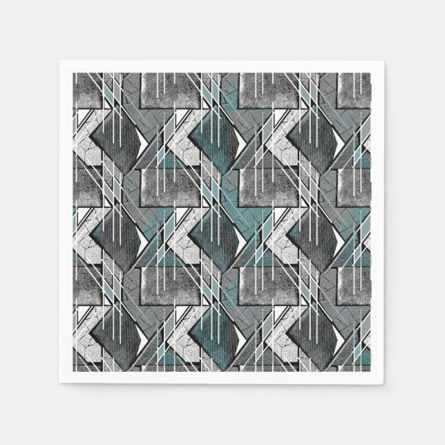Light grey geometric print.  napkin (Front)