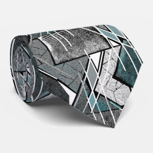 Light grey geometric print  tie