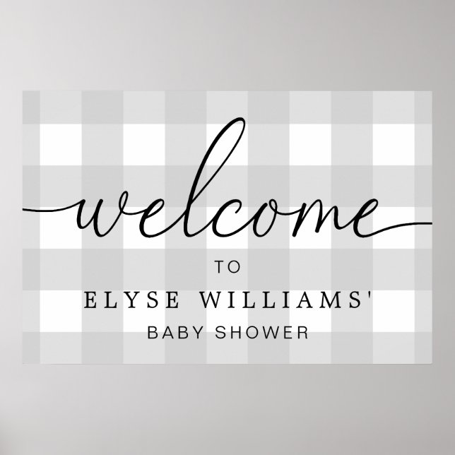 Light Grey Gingham Welcome Sign (Front)