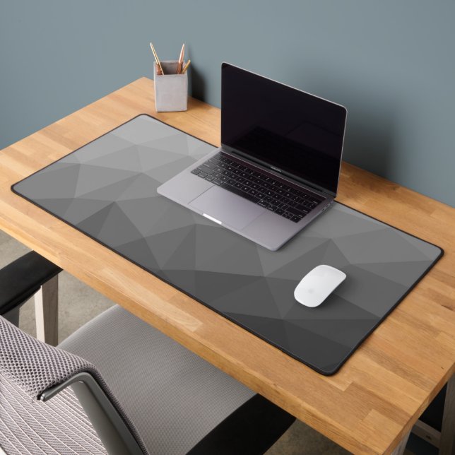 Light grey gradient geometric mesh pattern desk mat (Office 2)