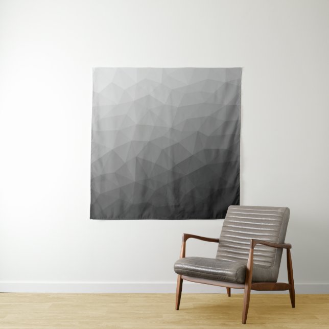 Light grey gradient geometric mesh pattern tapestry (In Situ)