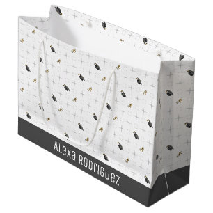 Light Grey Graduation Caps and Diploma Pattern Large Gift Bag