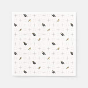 Light Grey Graduation Caps and Diploma Pattern Napkin