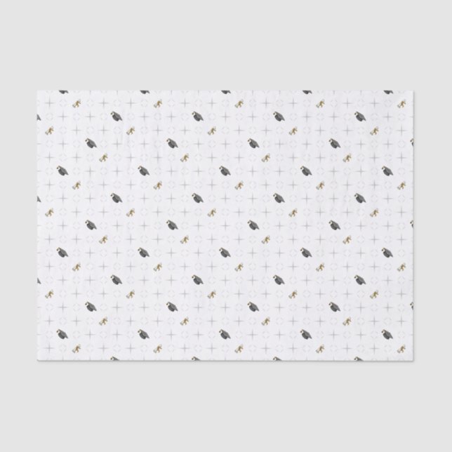Light Grey Graduation Caps and Diploma Pattern Tissue Paper (Front)