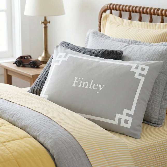 Light Grey Greek Key Monogram Standard Pillow Case (Creator Uploaded)