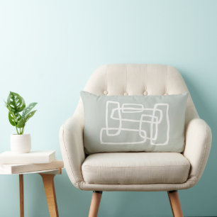 Light Grey Green Abstract Interlocking Shapes Lumbar Cushion