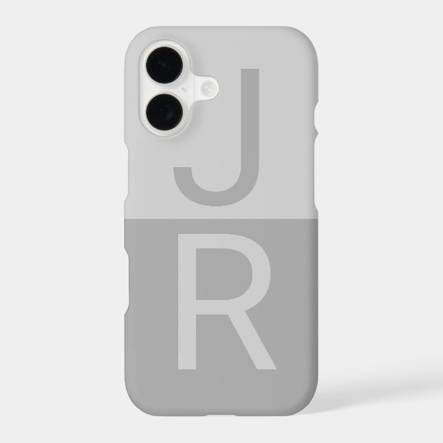 Light Grey & Grey Modern Initials Monogram (Back)