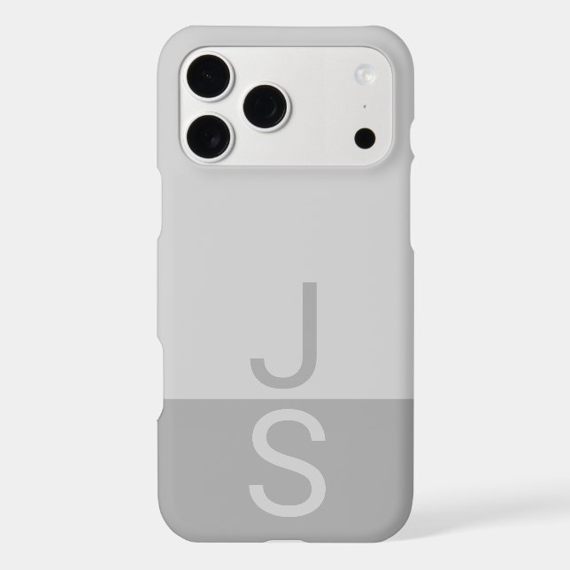 Light Grey & Grey Modern Initials Monogram (Back)