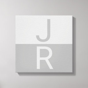 Light Grey & Grey Modern Initials Monogram Canvas Print