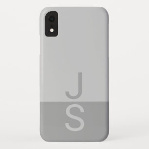 Light Grey & Grey Modern Initials Monogram Case-Mate iPhone Case