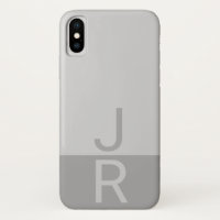 Light Grey & Grey Modern Initials Monogram