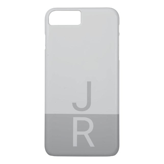 Light Grey & Grey Modern Initials Monogram Case-Mate iPhone Case (Back)