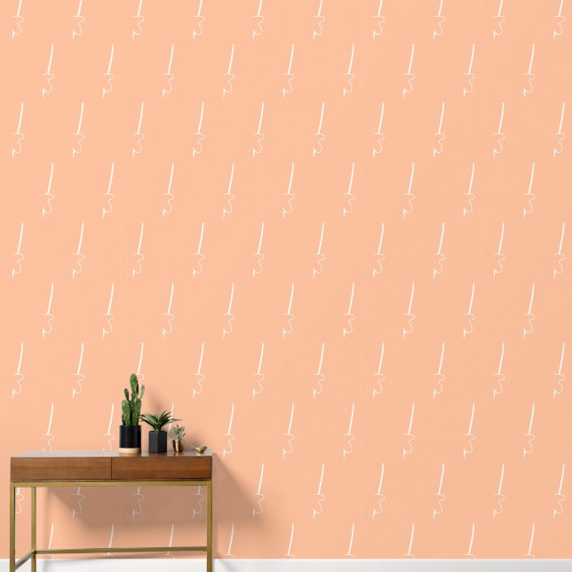 Light Grey Heart Links on Rose Bud Peach Orange Wallpaper (Hallway)