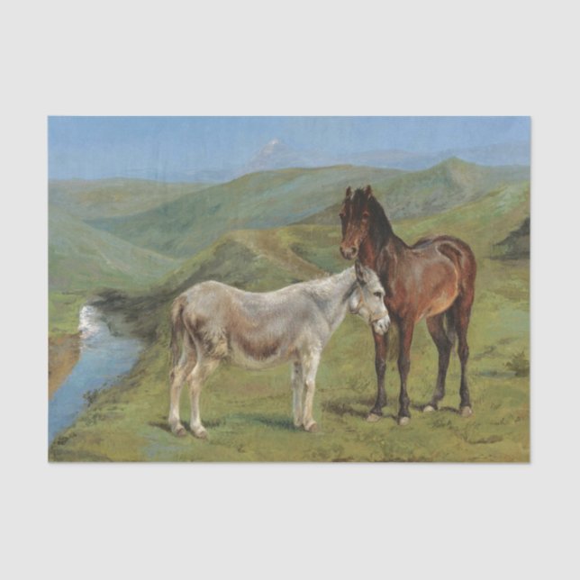 Light Grey Horse in a Field (Equine Farm Animal) Tissue Paper (Front)