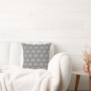 Light Grey Jack-O' Lanterns Halloween Cushion