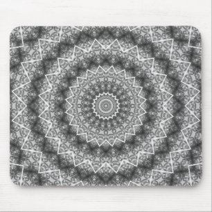 Light Grey Kaleidoscope / Mandala Mouse Pad