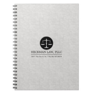 Light Grey Linen Black Justice Logo Notebook