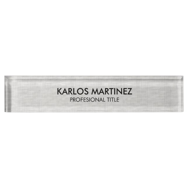 Light Grey Linen Immigration Attorney Nameplate (Front)