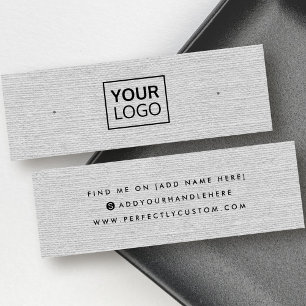 Light grey linen logo stud earring display card