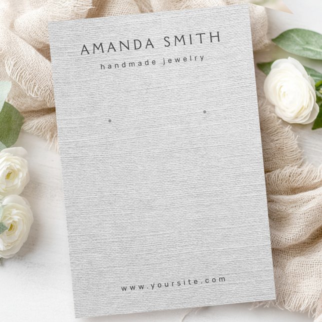 Light grey linen look earring display card (Light gray linen look earring display card)
