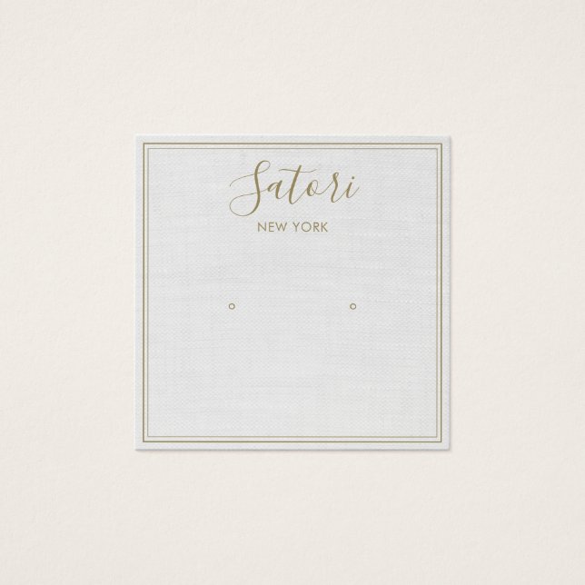 Light Grey Linen Signature Stud Earring Display (Front)