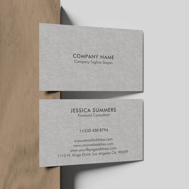 Light Grey Linen Texture Fabric Business Card (Creator Uploaded)