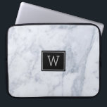 Light Grey Marble Stone Texture Black Accents Laptop Sleeve<br><div class="desc">Elegant image of light grey marble stone texture print with black accents. Customisable monogram.</div>