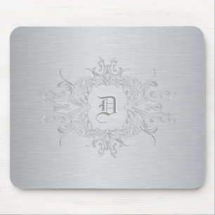 Light Grey Metallic Brushed Aluminium Look Mouse Pad