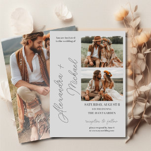 Light Grey Minimal  Overlay Photo Wedding Invitation