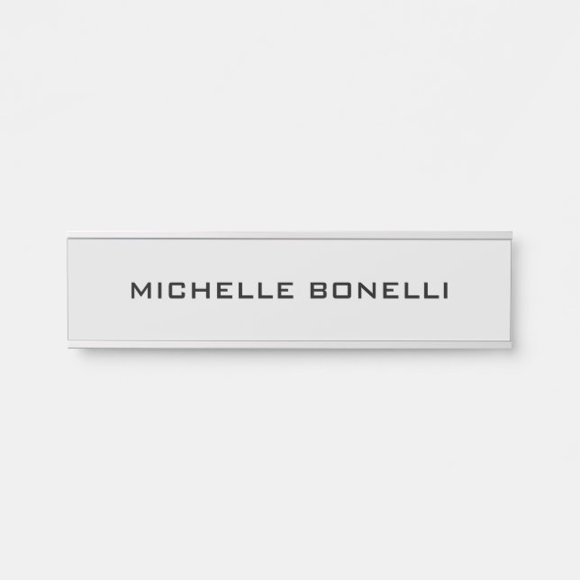 Light Grey Minimalist Plain Legible Modern Door Sign (Front)