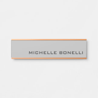 Light Grey Minimalist Plain Modern Door Sign