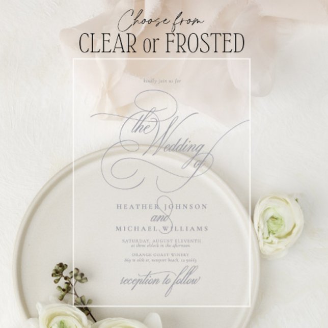 Light Grey Modern Calligraphy Classic Wedding Acrylic Invitations (Creator Uploaded)