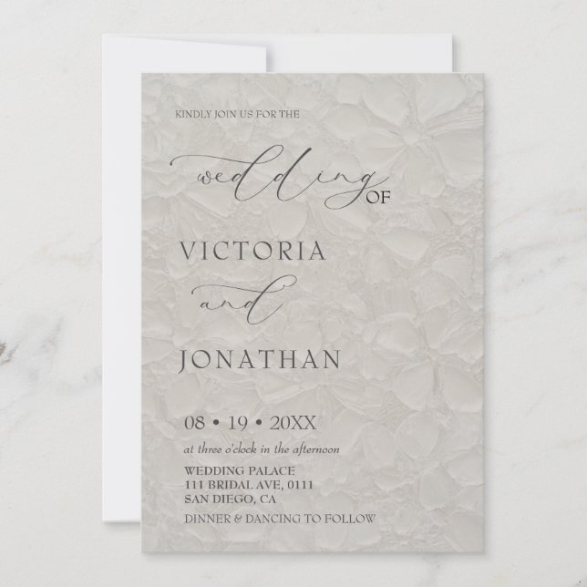 Light Grey Modern White Photo Wedding  Invitation (Front)