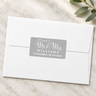 Light Grey Mr and Mrs Wedding Address Label