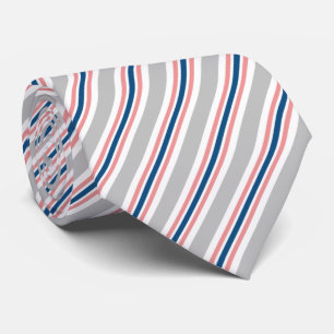 Light Grey Navy Blue Blush Pink Stripes Pattern Tie
