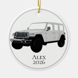 Light Grey Off-Road Utility Vehicle 7 slot grille Ceramic Tree Decoration