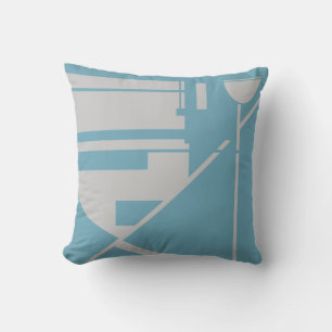 Light Grey on Dusty Teal Blue Geometric Abstract Cushion
