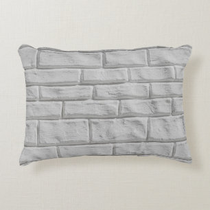 Light grey or white brick wall surface texture bac decorative cushion