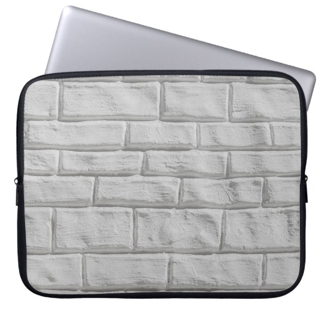 Light grey or white brick wall surface texture bac laptop sleeve (Front)