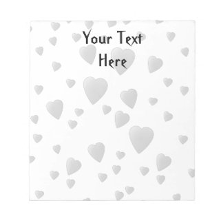 Light Grey Pattern of Love Hearts. Notepad