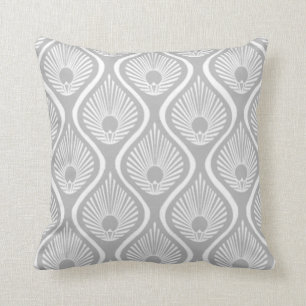 Light grey peacock art deco design cushion